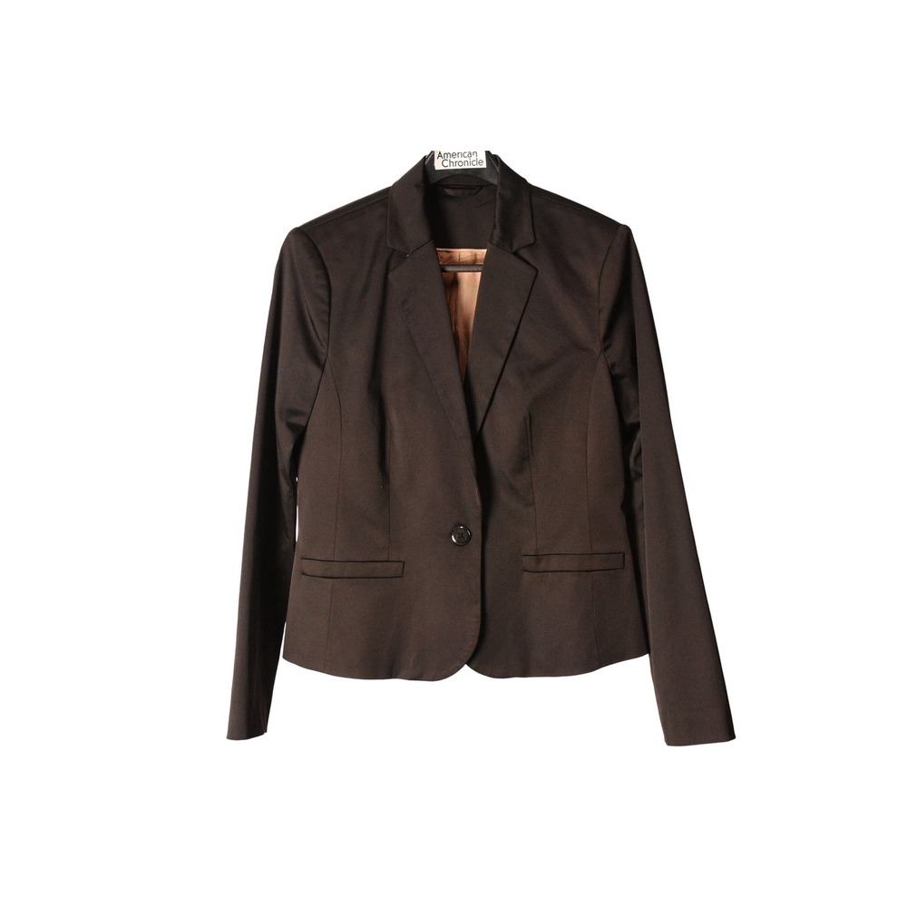 MNG By Mango Brown 1 Button Blazer Womens M Cotton Waterproof Rain Jacket - Picture 3 of 8